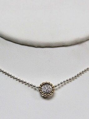Lagos Sterling Silver/18k Two-Tone Beaded Caviar Luxe Diamond Necklace Pendant